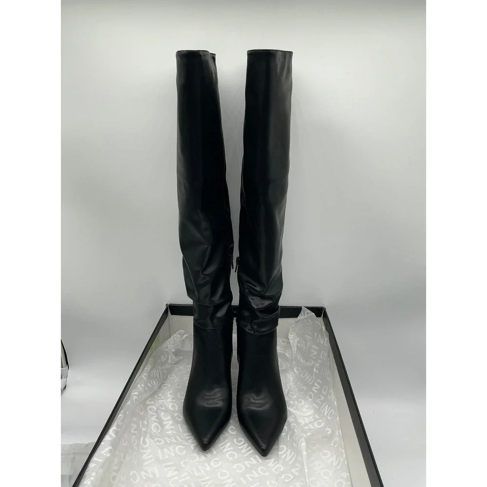 INC Black Over The Knee Slouch Pointed Toe Boots Womens 5M